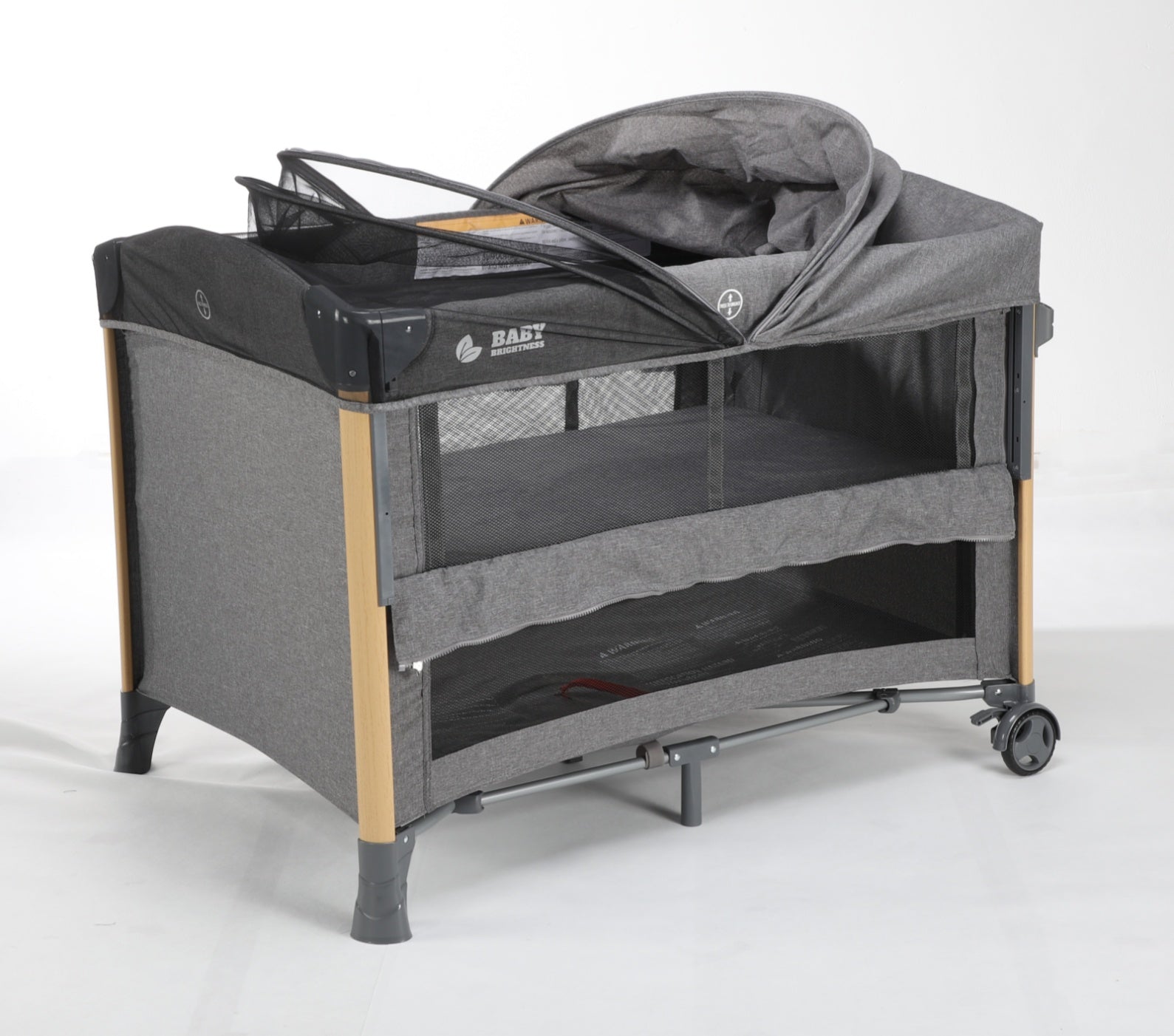 Baby Brightness 4 in 1  Baby Portacot Grey - image 9