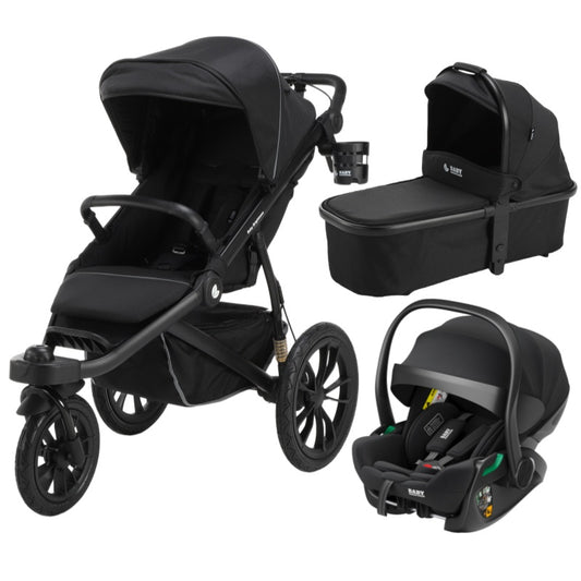Pre-order Hill All Terrain Jogging Baby Stroller with Carrycot and Reclining Car Seat (Black）