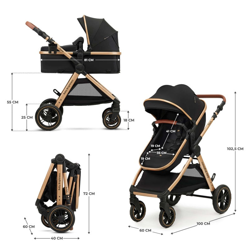 Pre-order Skyra 2-in-1 Newborn Pram & Bassinet Stroller and Reclining Car Seat (Black) - image 28