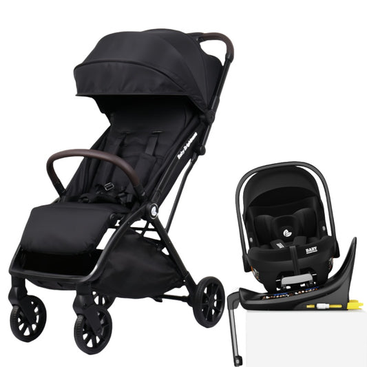 Pre-order Newborn Pram & Capsule – FlexGo Auto Folding Stroller with Capsule + Rotating ISOFIX Base (Black)