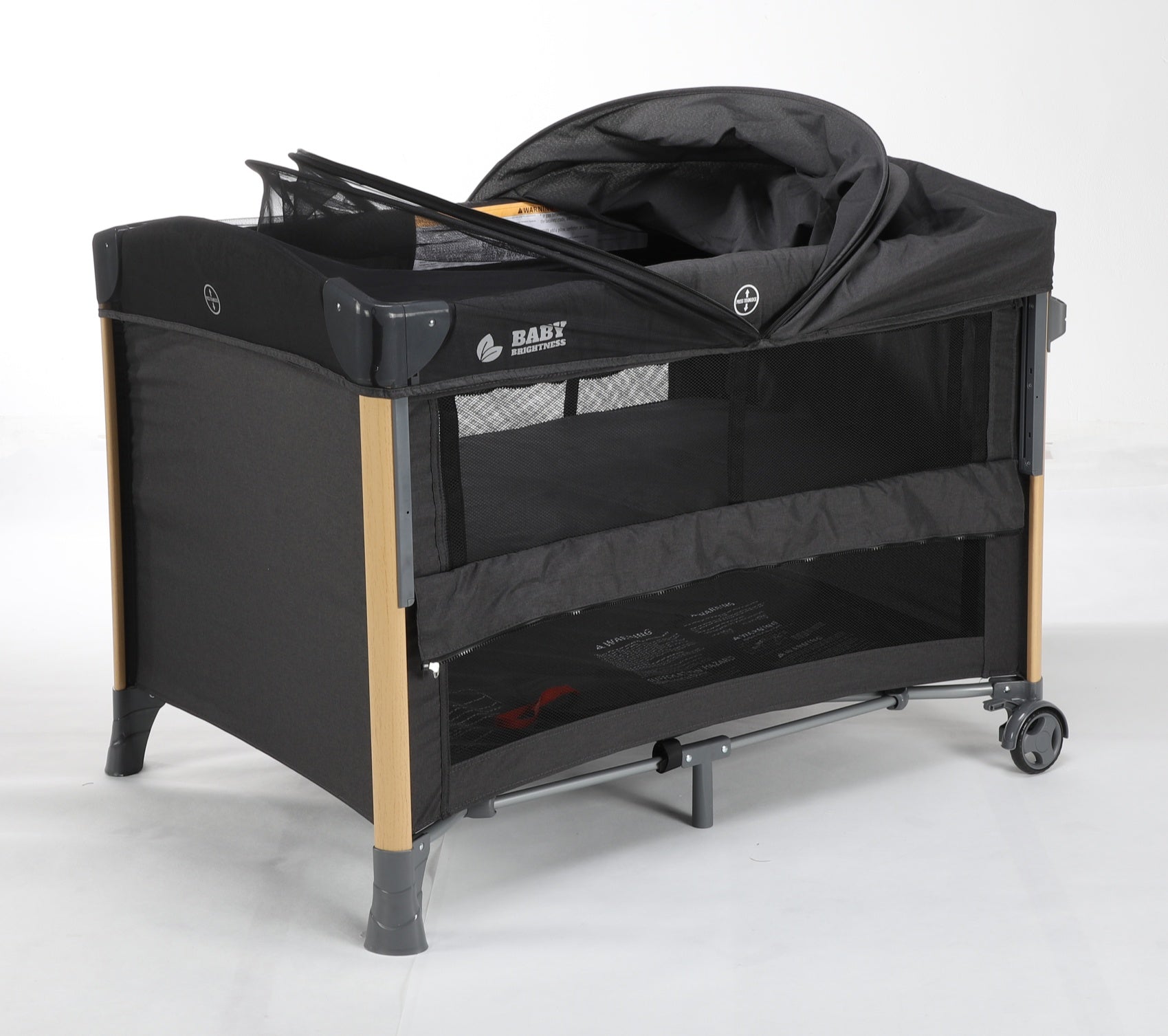 Baby Brightness 4 in 1 Portacot Black - image 8