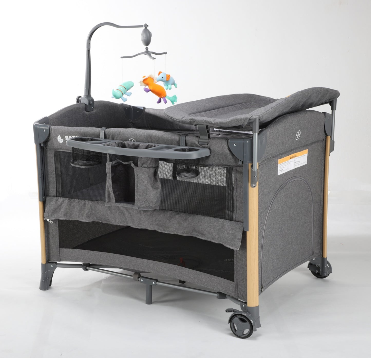 Baby Brightness 4 in 1  Baby Portacot Grey - image 3