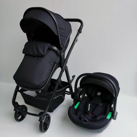 Newborn Pram – Palms Stroller with Bassinet and Car Seat (Black)