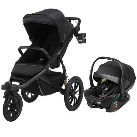 Pre-order Hill All Terrain Jogging Baby Stroller with Reclining Car Seat (Black）