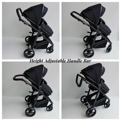 Newborn Pram – Palms 2 in 1 Bassinet Stroller Black - image 7