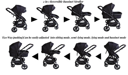 Pre-order Newborn Pram – Palms Stroller with Bassinet, Car Seat and Rotating ISOFIX Base (Black) - image 5