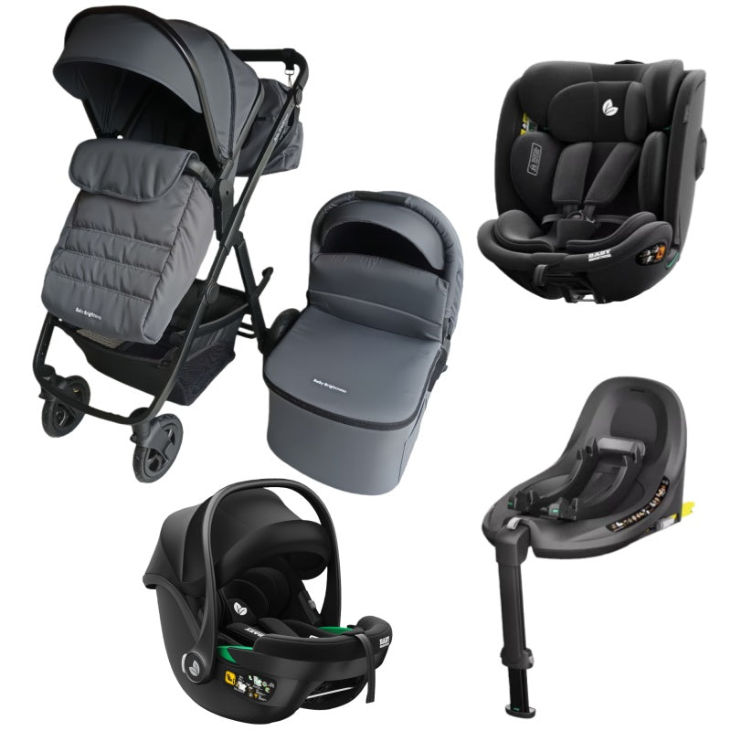 Pre-order Newborn Pram – Palms 2+ Stroller with Carrycot+ Infant Capsule + 360 Car Seat and Rotating ISOFIX Base (Grey)