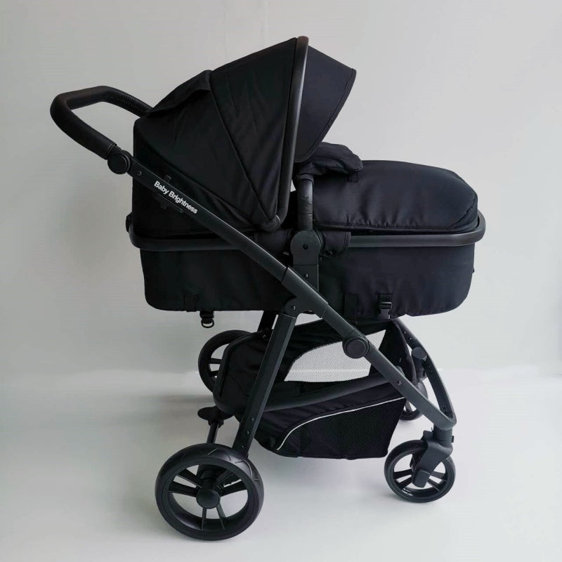 Newborn Pram – Palms 2 in 1 Bassinet Stroller Black - image 2