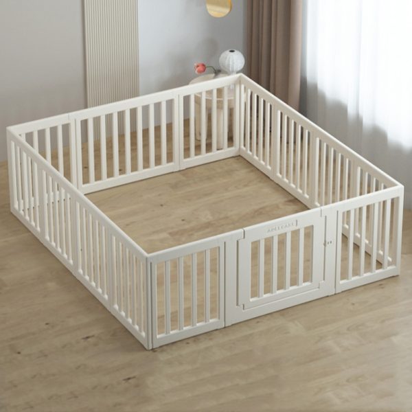 baby playpen Baby Brightness baby playpen: A white, 14-panel, non-toxic HDPE playpen providing a safe area for babies.