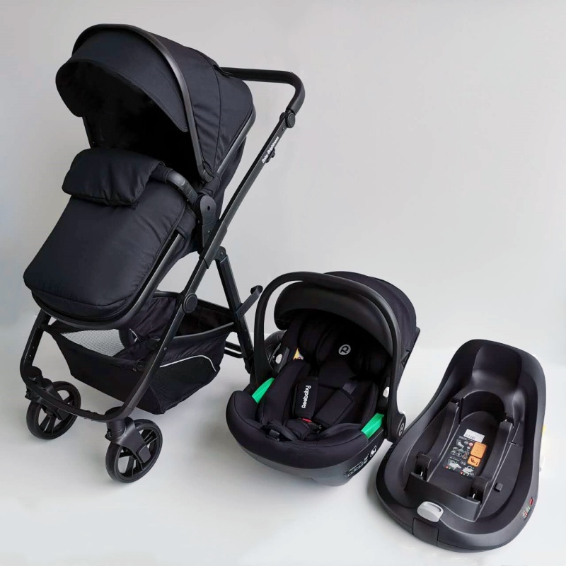 Christmas Sale Baby Brightness 4 in 1 travel system bassinet stroller infant capsule ISOFIX base Black IN STOCK Baby Brightness